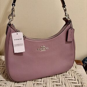 Coach Teri Hobo Bag Shoulder Crossbody Purse Leather Silver Jasmine CV935 NWT